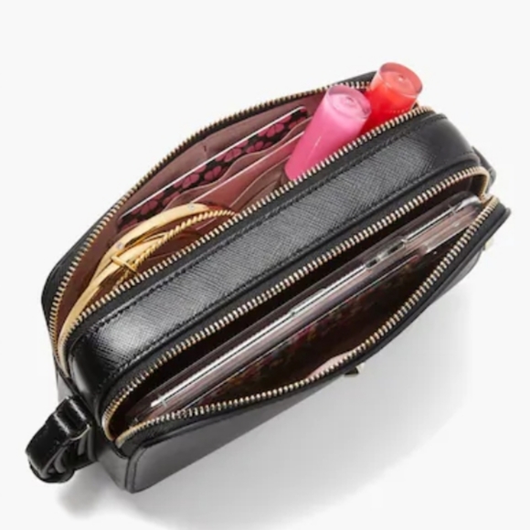 kate spade New York Mila Double Zip Leather Crossbody Bag, Black - Picture 3 of 16